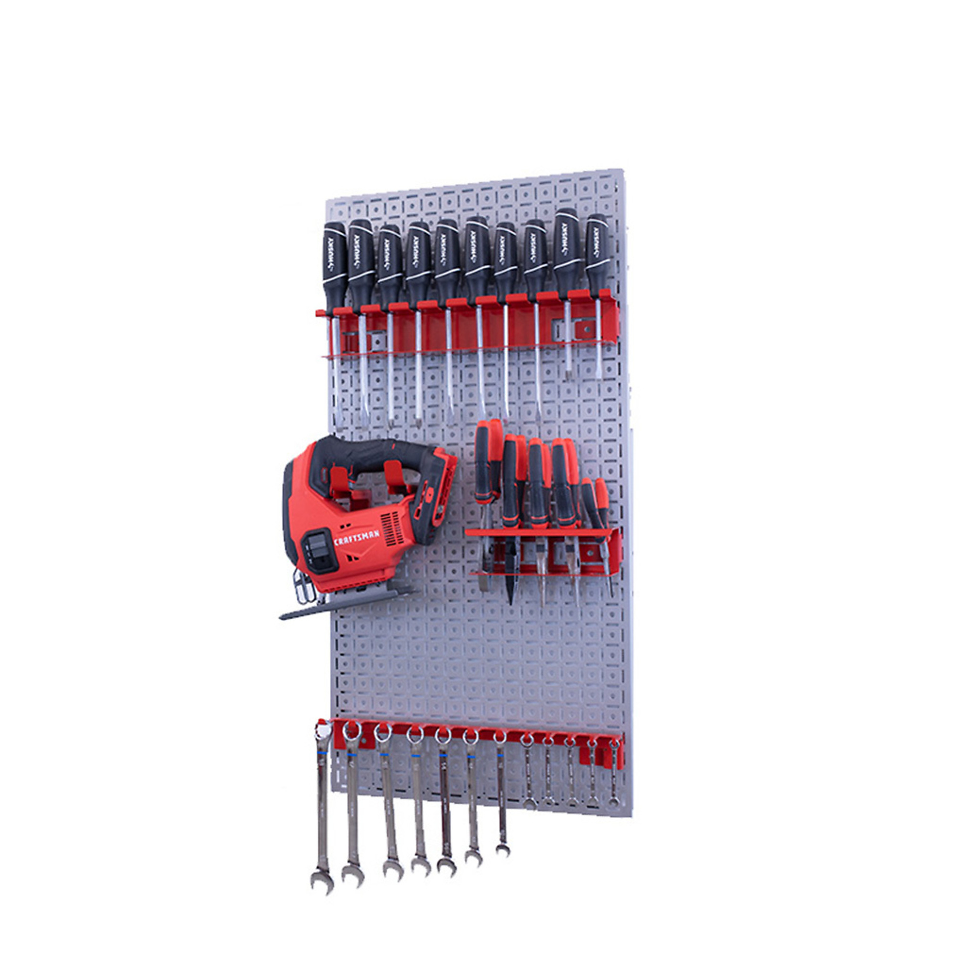 OmniWall Metal Pegboard Storage Kit - 16in. x 32in., Galvanized Steel, Includes Hooks and Brackets, Model# CGS-KIT-1PL